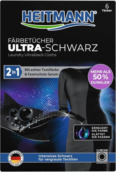 HEITMANN 2-in-1 Kleurdoekjes Ultra Zwart – Opfrissen & Verzorgen – 6 Stuks