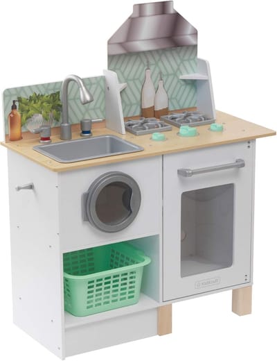 Houten speelkeuken met speelwasmachine en accessoires voor kinderen