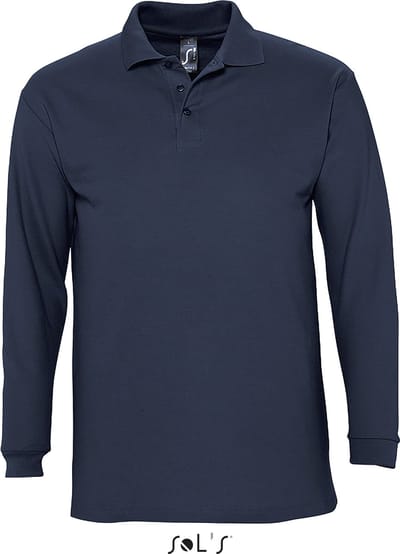SOLS Heren-Winter II Poloshirt met lange mouwen van Piqué katoen (Navy Blue) Maat M