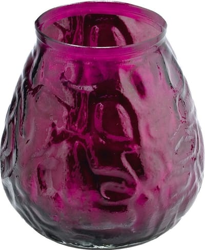 Trend Candles Windlicht kaars - donkerroze - 48 branduren - Glas - 10 x 10 cm - Terraskaarsen/tuinkaarsen