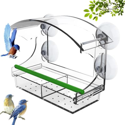Dailygoods - Vogelvoederbak met sterke zuignappen - Eekhoornbestendig Acryl Vogelhuisje