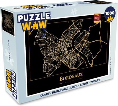 Puzzel Kaart - Bordeaux - Luxe - Goud - Zwart - Legpuzzel - Puzzel 1000 stukjes volwassenen
