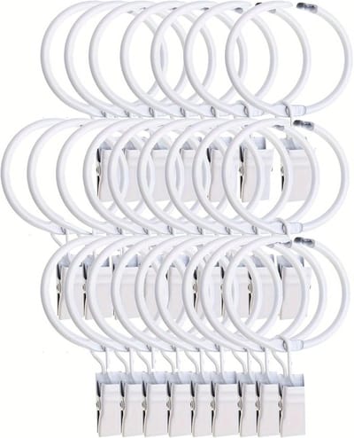 35 Stuks Gordijnclips met Open Ringen - Witte Metalen Decoratieve Gordijnhangers voor Huizen en Badkamers