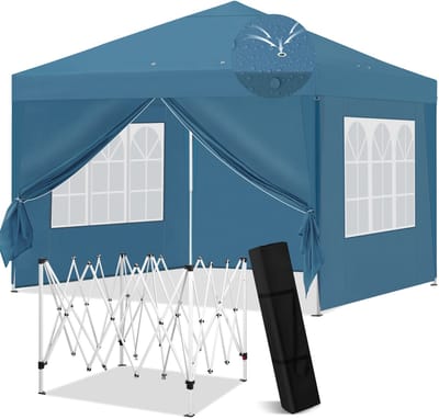 Jently partytent - partytenten - waterafstotend - windbestendig - opvouwbaar - 3x3m - met zijwanden - blauw