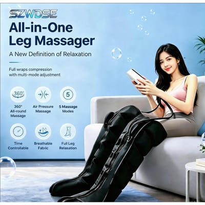 Luchtaangedreven beenmassager – Voetmassageschoenen die de bloedsomloop verbeteren, met knedende en compressiefuncties, die diepe ontspanning bieden voor de kuiten, met afstandsbediening en instelbare