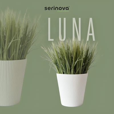 Luxe Luna - witte bloempot - rond 39cm ronde - sierpot - wit met wateropvang