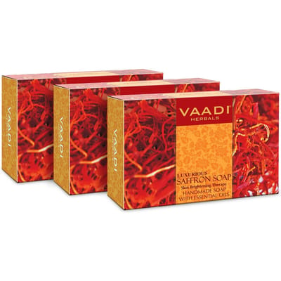 Vaadi Herbals Value Luxe Saffraan Huidverhelderende Therapie Zeep, 75g (Pakket van 3) orange