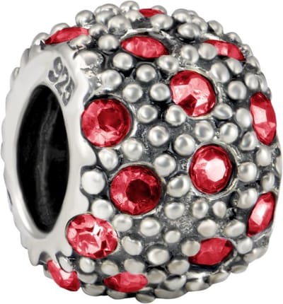 Quiges - 925 - Zilveren - Bedels -Sterling zilver - Beads - Zirkonia Rood Kraal Charm - Geschikt – voor - alle bekende merken - Armband Z606