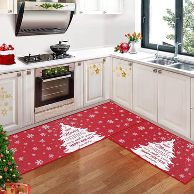 ONF3 - Kerstmatten Set - Vlas Tapijten - Hoogwaardige Kwaliteit - 40 x 60 cm + 40 x 120 cm - Antislip - Keukendecoratie