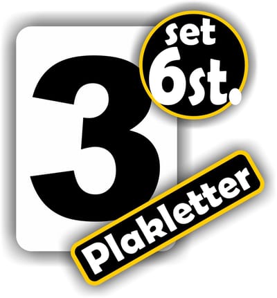 Jerma - Plakcijfers nr. - 3 - Sticker - set 6 st. - 7 x 5 cm - Zelfklevend - Vinyl - Weerbestendig