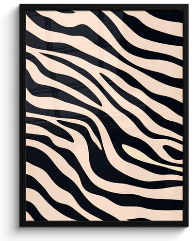 Poster in lijst - Fotolijst 50x70 cm - Posters - Zebraprint - Dynamisch - Roze - Posterlijst zwart - Decoratie - Wanddecoratie woonkamer - Muurdecoratie slaapkamer
