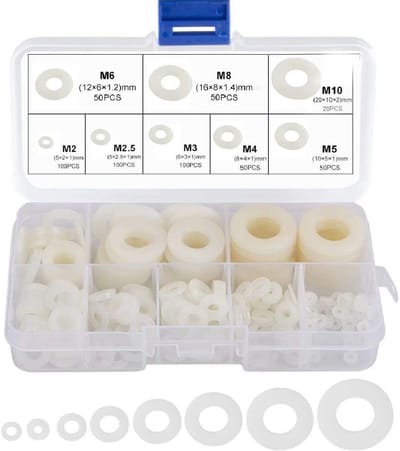 EXCITAT Nylon ringen - Kunststof ringen - Nylon afstandhouders - M2 M2.5 M3 M4 M5 M6 M8 M10 - Geschikt voor doe-het-zelf, motoren, autodeuren, modelbouw - 520 stuks