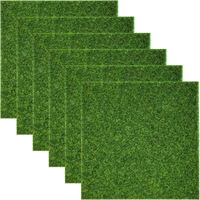 Nep Gras Decoratie - Mos Tegels - Miniatuur Tuin - Realistische Textuur - 6 Stuks 15x15cm - Groen