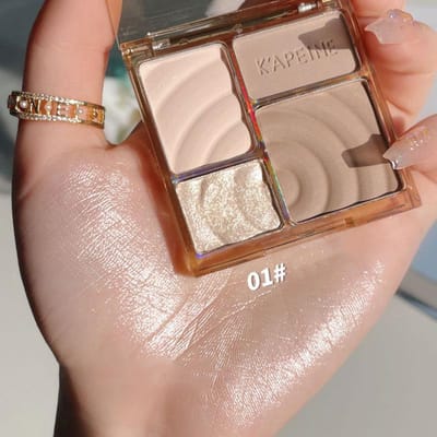 Palette de fards à paupières 4 couleurs pour le contour du visage en 3D, poudre bronzante, illuminateur, beige mat, maquillage pour le nez