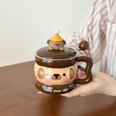 Verjaardagscadeaus Hooguitziende Schattige Verjaardagshoed Berenmok met Deksel Praktische Waterbeker Souvenir voor Meisjes 301-400ml