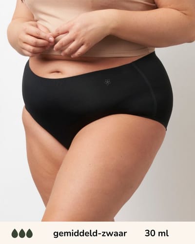 Moodies incontinentie ondergoed - Seamless High Waist Hiphugger - gemiddeld/zwaar kruisje - maat XL - zwart