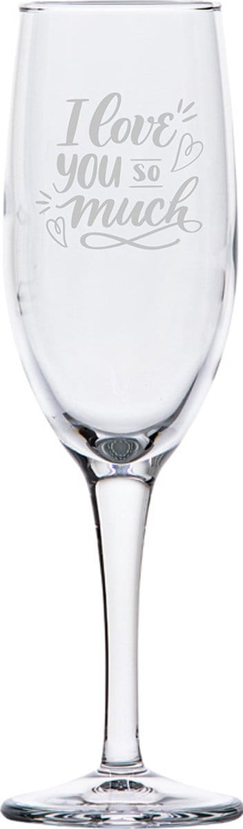 Gegraveerde Champagneglas 16,5cl I Love you so much - valentijnsdag - valentijn