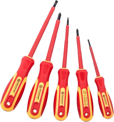 Schroevendraaierset - Elektrisch Gereedschap - Veilig Klussen - Geïsoleerd tot 1000V - 5 Delig - Rood