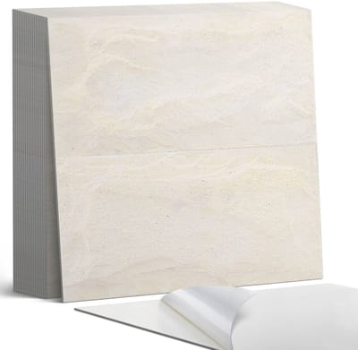 Coloray Plaktegels - Natuursteen textuur Zelfklevende Tegels - 20 cm x 20 cm - Romig Plaktegels - 20 stuks - Vierkant PVC Tegels - Plaktegels Badkamer - Plaktegels Vloer - Vinyltegels Vloer Zelfklevend - Wandtegel Zelfklevend