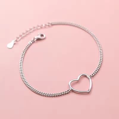 N3 Collecties Minimalistisch 925 sterling zilver mode groot hart enkelbandje voor dames