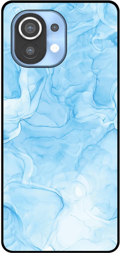 Smartphonica Telefoonhoesje Geschikt voor Xiaomi Mi 11 met marmer opdruk - TPU backcover case marble design - Lichtblauw geschikt voor Xiaomi Mi 11