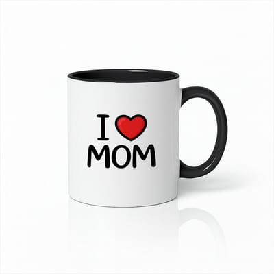 I Love Mom Keramische Mok - Moederdag Cadeau - Zwart en Wit - 330 ml