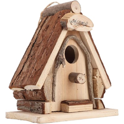 Buiten Vogelhuis Pijnboomhout Hangend Type Vogelhuis Decoratie voor Tuin Patio Binnenplaats Balkon beige
