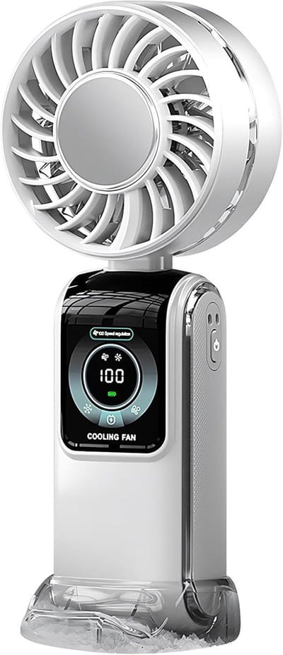 Draagbare Handventilator | Kleine Opvouwbare Handventilator Met Digitaal Scherm - Verstelbare Snelheid, Lange Accudu, Krachtige Motor Voor Binnen/Buiten