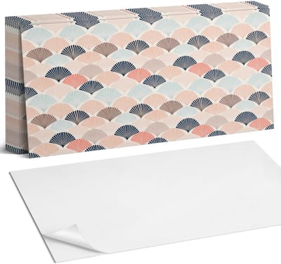 Coloray Plaktegels - Waaierpatroon in golven Zelfklevende Wandtegels - 40 cm x 20 cm - Beige Plaktegels - 10 stuks - Rechthoek PVC Tegels - Plaktegels Badkamer - Vloertegels Zelfklevend - Vinyltegels Vloer Zelfklevend - Portugese Tegels