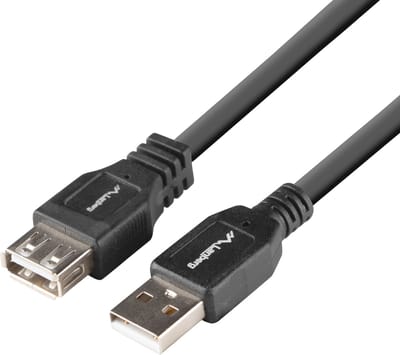 Lanberg - Lanberg USB A Male naar USB A Female 2.0 Kabel Zwart 1.8 m Black Box QC 3.0 CA-USBE-15CU-0018-BK