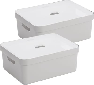 Sunware Sigma Home opbergbox 24L - Set van 2 - Grijs/Transparant