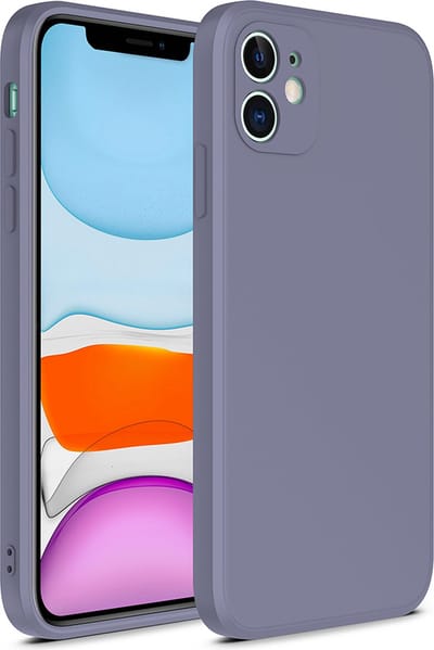 Smartphonica iPhone 12 siliconen hoesje met zachte binnenkant - Paars Grijs geschikt voor iPhone 12