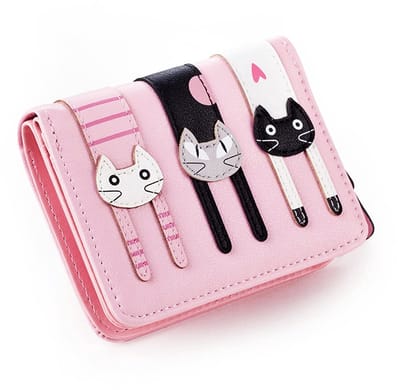 Dailygoods- Portemonnee Schattige Kat - Compact Formaat - Mini Portemonnee - Hoogwaardig PU-Leer - Ideaal Cadeau - Slijtvast en Comfortabel - Portefeuille