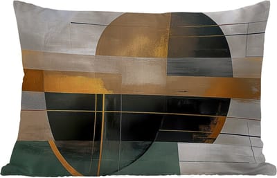 Buitenkussens - Tuin - Abstract - Goud - Brons - Groen - Vormen - Modern - 50x30 cm