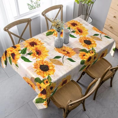 Zonnebloemen Vintage Tafelkleden Lente Zomer Herbruikbare Rechthoekige Tafelhoezen Boerderij Vakantie Bruiloft Feest Eettafel Decoratie 90x140cm