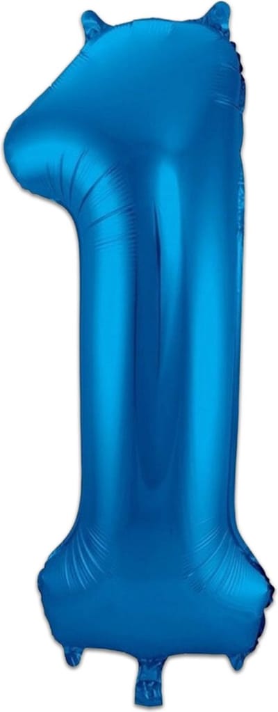 LUQ - Cijfer Ballonnen - Cijfer Ballon 1 Jaar Blauw XL Groot - Helium Verjaardag Versiering Feestversiering Folieballon