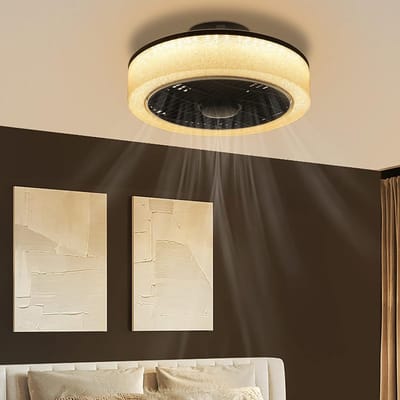 Glitzerlife -LED Plafond ventilator met verlichting – ventilator plafondlamp met afstandsbediening – Stille plafondventilator – Ø39,5 cm – dimbaar – timer – modern – voor slaapkamer, woonkamer en keuken