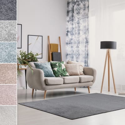 FLOORDIREKT Tapijtloper - Vloerkleed - Sundae - Pluizig Tapijt - Antraciet - 67 x 200 cm