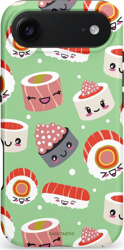 Casetastic hoesje geschikt voor Apple iPhone Air - MagSafe - Dubbellaagse bescherming - Sushi wonders - Fashion Case - Mintgroen Wit Koraal Perzik