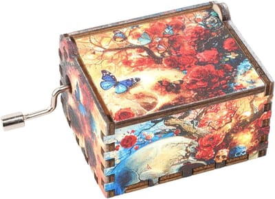 Muziekdoos Hout - Ornament Melodie - Feestelijke Decoratie - Handslinger Mechanisme - 96 x 59 x 51 cm - Natuurlijk Hout