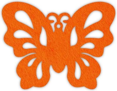 Vlinder onderzetter - Vilt - Oranje - 6 stuks - 10,5 x 9,5 cm - Tafeldecoratie - Glas onderzetter - Cadeau - Woondecoratie - Woonkamer - Tafelbescherming - Onderzetters Voor Glazen - Keukenbenodigdheden - Woonaccessoires - Tafelaccessoires