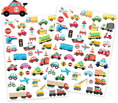 Stickervellen Voertuigen - 2 Grote Stickervellen Transport - Voertuigen Stickers