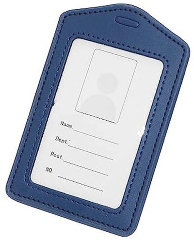 Echte leren ID-kaarthouder met schouderbanden - Robuust en duurzaam - Horizontaal en verticaal gebruik (blauw)