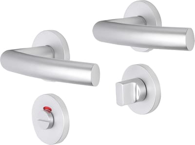 Deurkruk - Impresso Burton - Voor binnen - Rond met rond Toiletrozet - Aluminium - 2 stuks