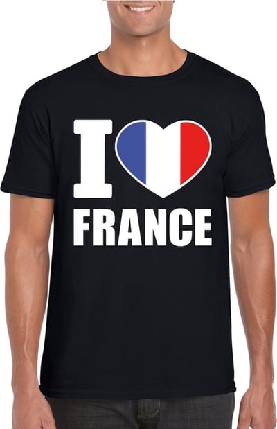 I love Frankrijk - supporters - fans - t-shirt - zwart - heren - Vive La France S