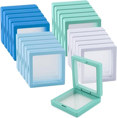 20 stuks 3D zwevende displayframes voor schelpen en sieraden - Transparante vitrines voor collectie en decoratie van ringen, kristallen en badges