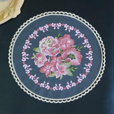 Meilleur set de table rond en broderie chinoise pour cuisine, anti-brûlure, décoration de fête, de mariage et accessoires de table Round 30cm gray