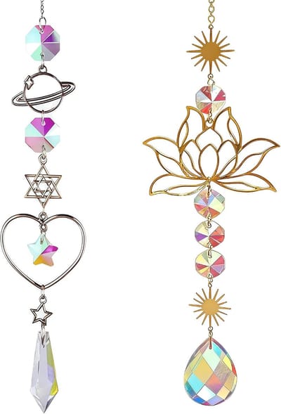 Kristalprisma's 2 stuks van Messing - Tuindecoratie Windgong Lente Decoratie Raamdecoratie Hangend Sun Catcher