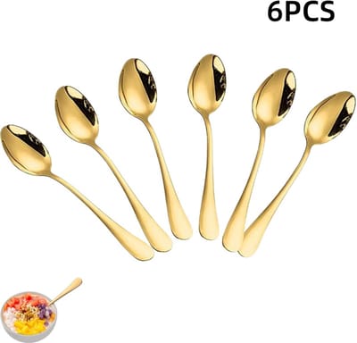 6 stuks-Lepel - Koffielepel - Dessertlepel - Kleine lepel - RVS - Geschikt voor thuis, bar, restaurant, hotel - Goud - 12,5*2,5 cm