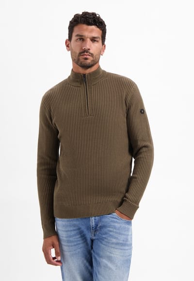 No Excess Pullover Half Zip Rib Variation Taupe Größe: S | Pullover Outlet | Herren | Schwarz